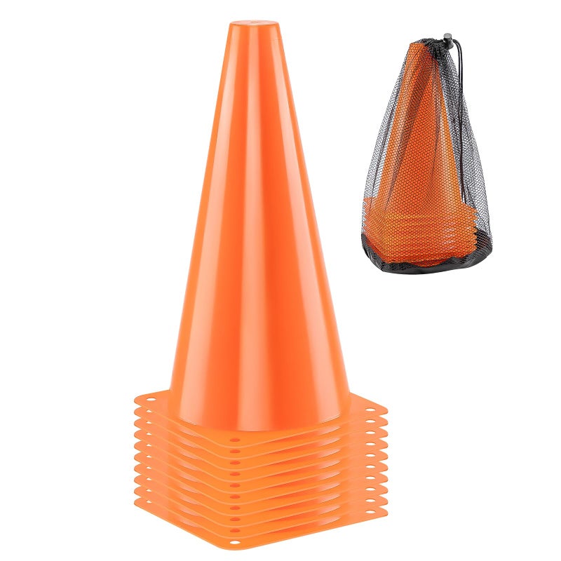 BiAnYC 12.5 Inchï¼ˆ32CMï¼‰ Plastic Sport Training Traffic Cones Set of 10 (Orange) - Image 1
